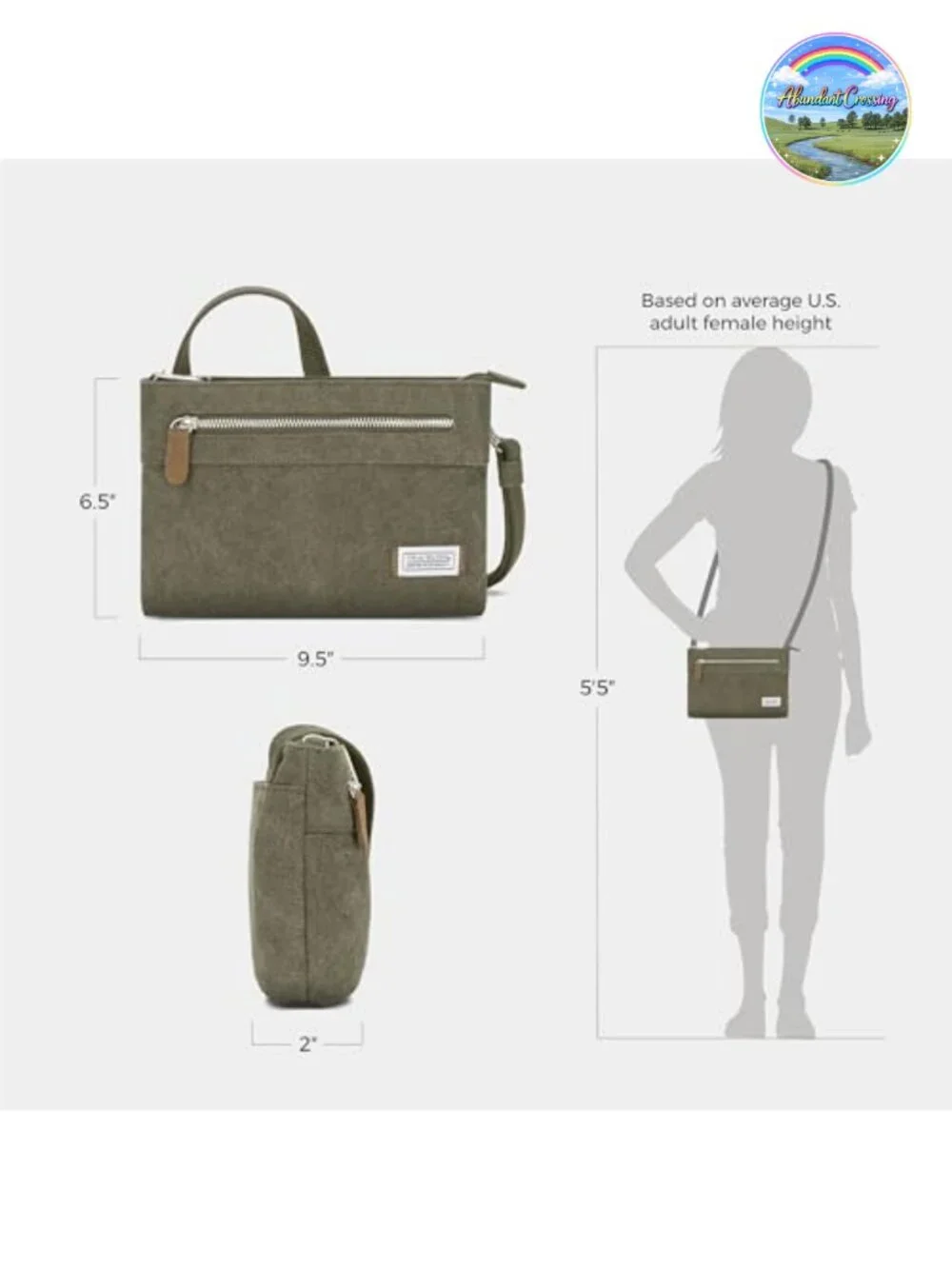 Anti-Theft Crossbody Bag with RFID Blocking and Slash-Resistant Webbing Strap